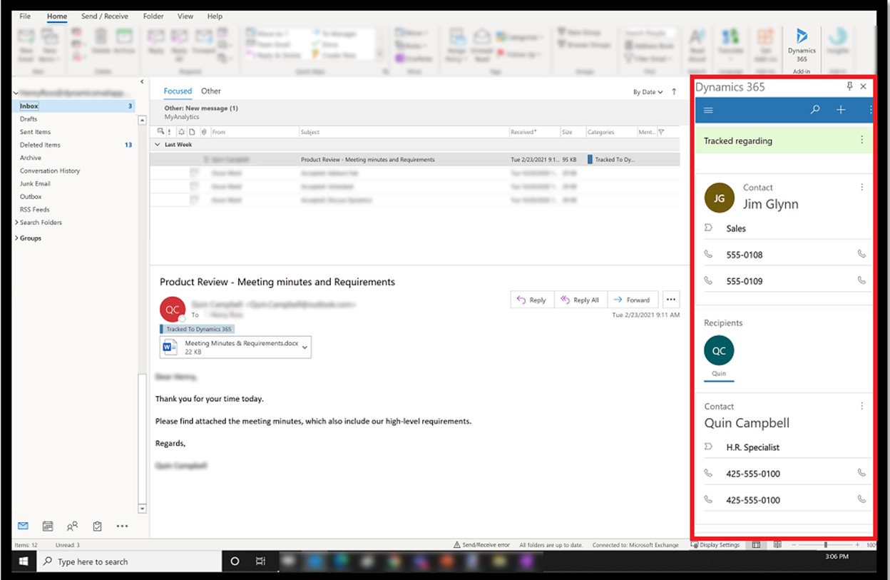 Dynamics 365 Sales - Outlook Integration